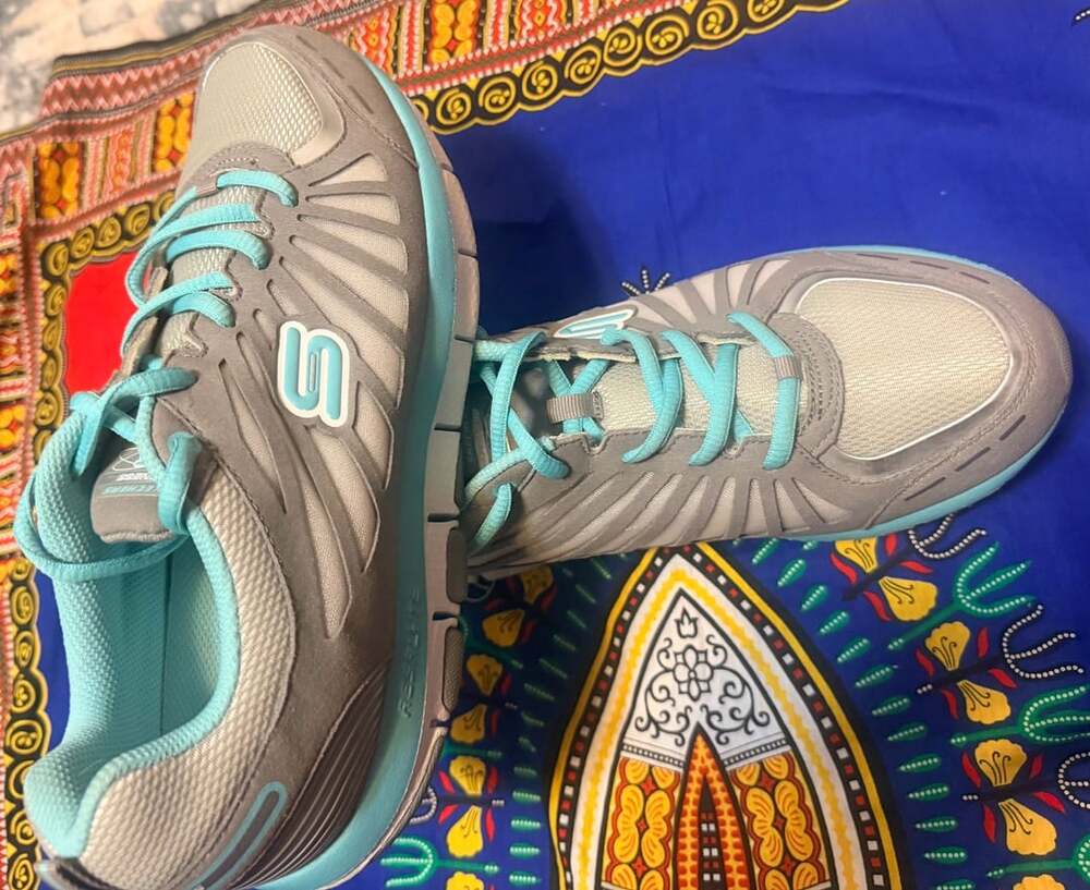 Skechers Shape-Ups Size 9 Gray Teal Fitness Sneakers
